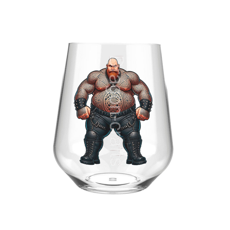Stemless Wine Glass - Tattoo Guy - 1 Stemless Wine Glass - Tattoo Guy - 1
