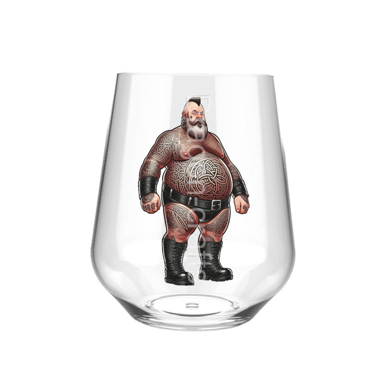 Stemless Wine Glass - Tattoo Guy - 15