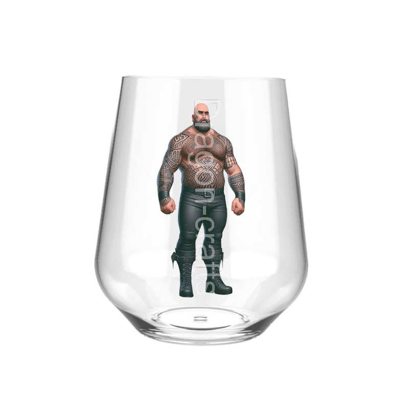 Stemless Wine Glass - Tattoo Guy - 3