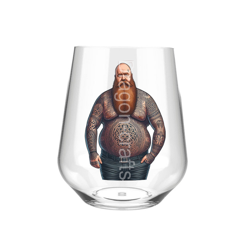 Stemless Wine Glass - Tattoo Guy - 6