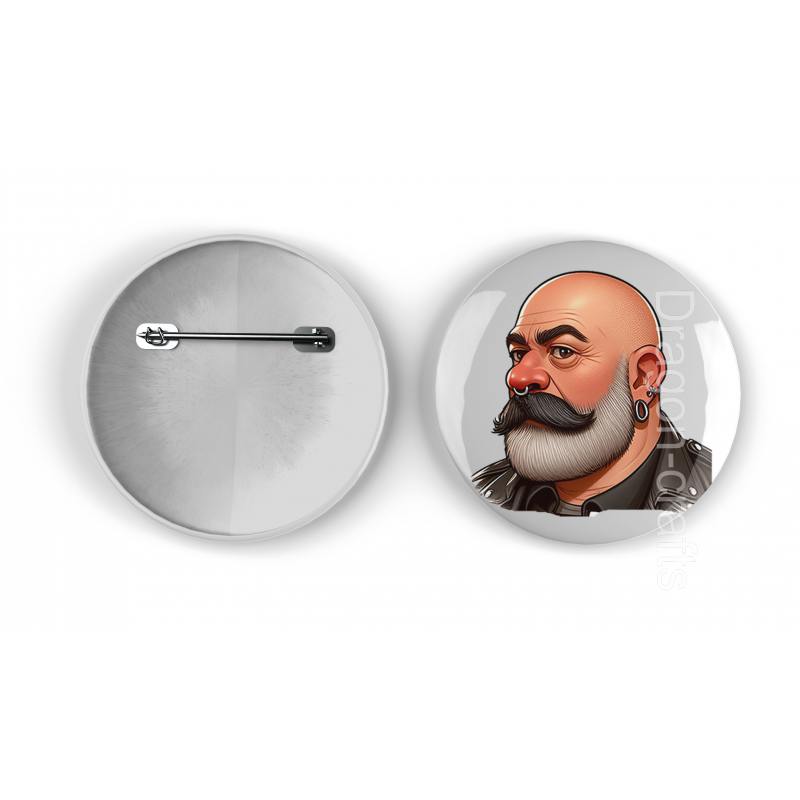 25mm Round Metal Badge - Leather Guy - 13