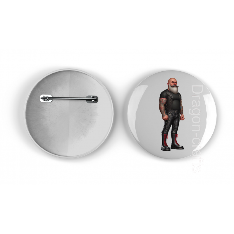 25mm Round Metal Badge - Leather Guy - 16