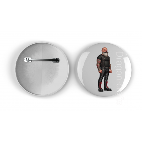 25mm Round Metal Badge - Leather Guy - 16
