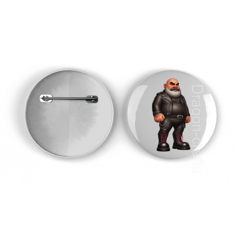 25mm Round Metal Badge - Leather Guy - 3 25mm Round Metal Badge - Leather Guy - 3
