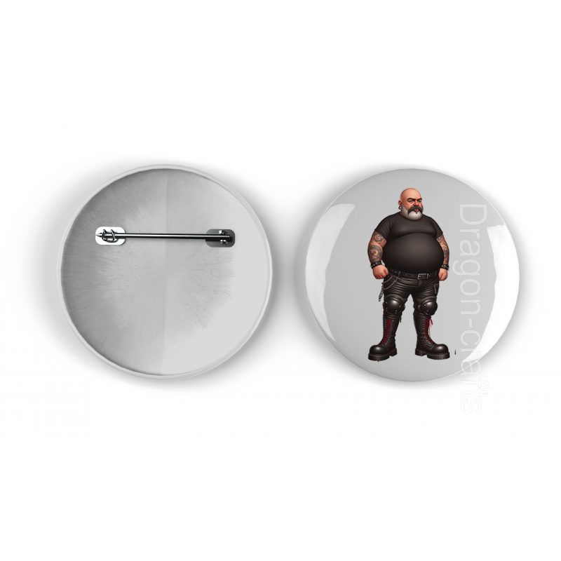 25mm Round Metal Badge - Leather Guy - 30