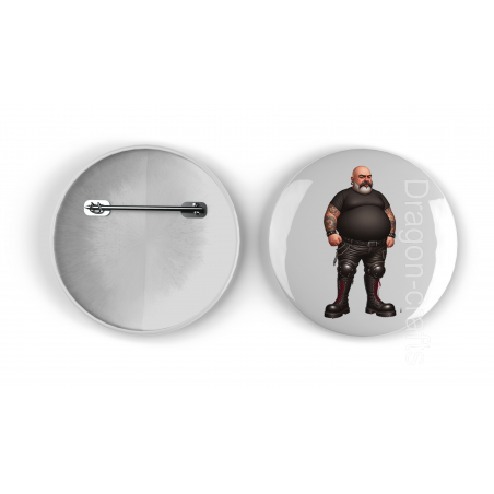 25mm Round Metal Badge - Leather Guy - 30