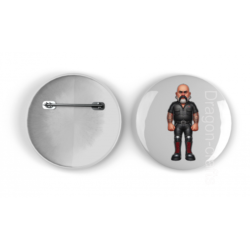 25mm Round Metal Badge - Leather Guy - 36