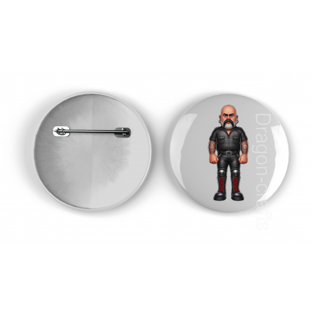 25mm Round Metal Badge - Leather Guy - 36