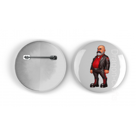 25mm Round Metal Badge - Leather Guy - 38