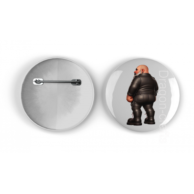 25mm Round Metal Badge - Leather Guy - 4 25mm Round Metal Badge - Leather Guy - 4