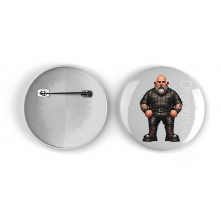 25mm Round Metal Badge - Leather Guy - 9
