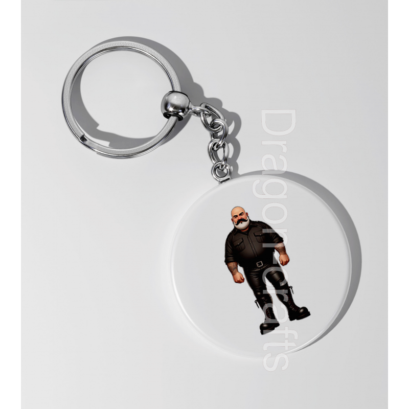 35mm Round Keyring - Leather Guy - 10