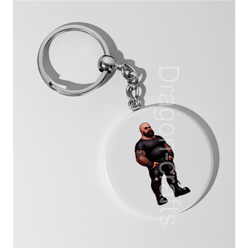 35mm Round Keyring - Leather Guy - 11
