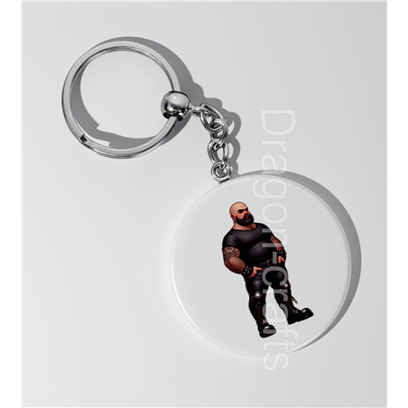 35mm Round Keyring - Leather Guy - 11