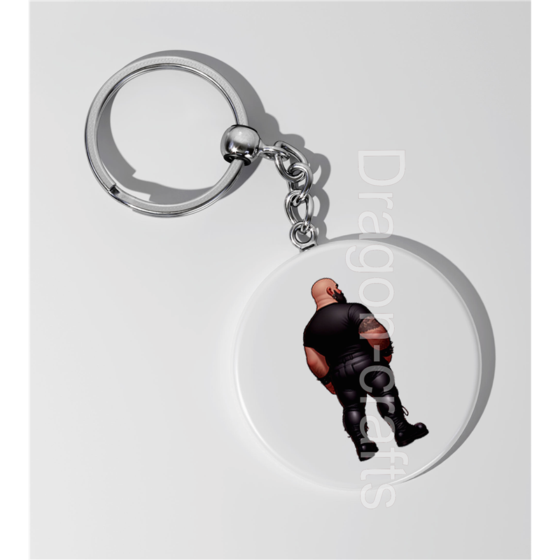 35mm Round Keyring - Leather Guy - 12