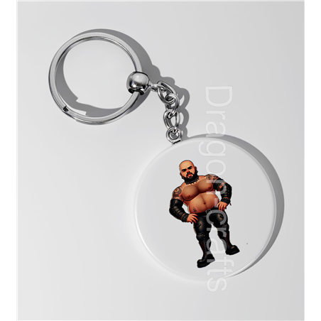 35mm Round Keyring - Leather Guy - 15