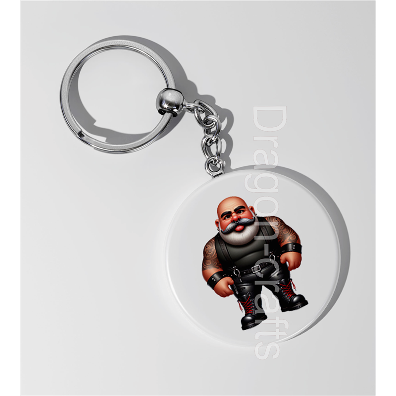 35mm Round Keyring - Leather Guy - 18 35mm Round Keyring - Leather Guy - 18