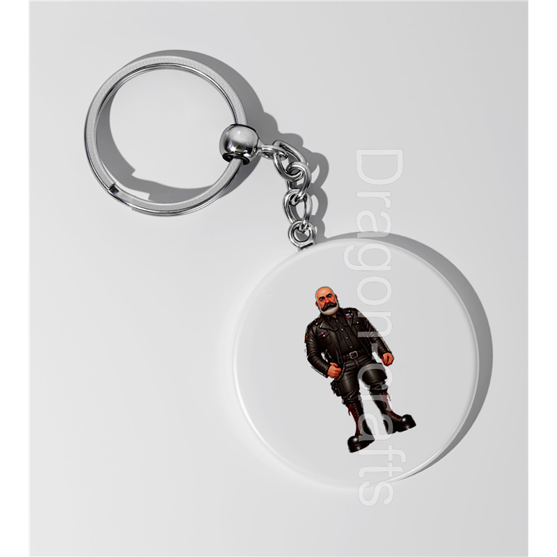 35mm Round Keyring - Leather Guy - 2