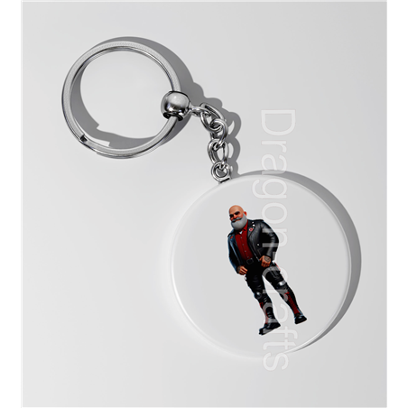 35mm Round Keyring - Leather Guy - 20