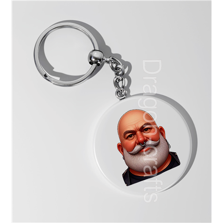 35mm Round Keyring - Leather Guy - 22