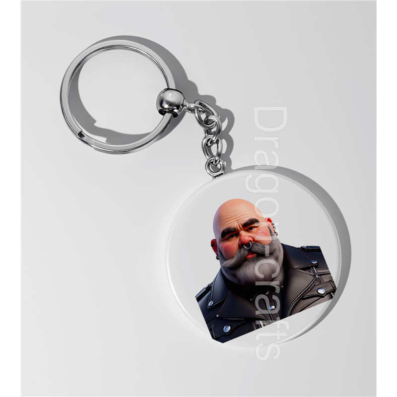 35mm Round Keyring - Leather Guy - 23