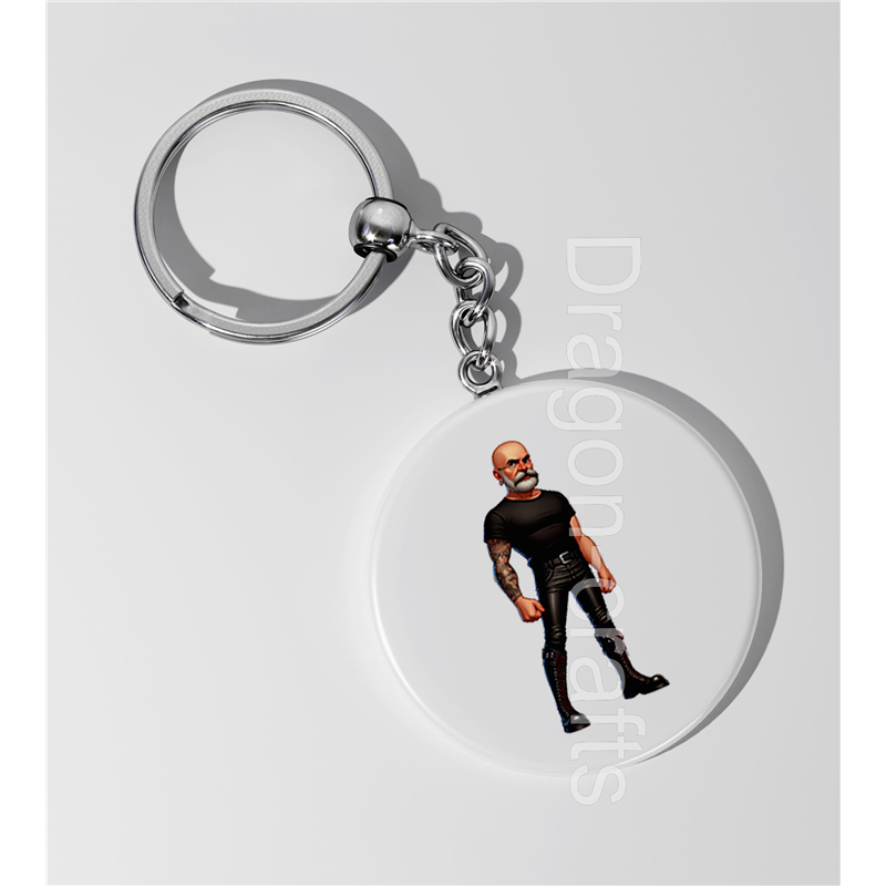 35mm Round Keyring - Leather Guy - 24