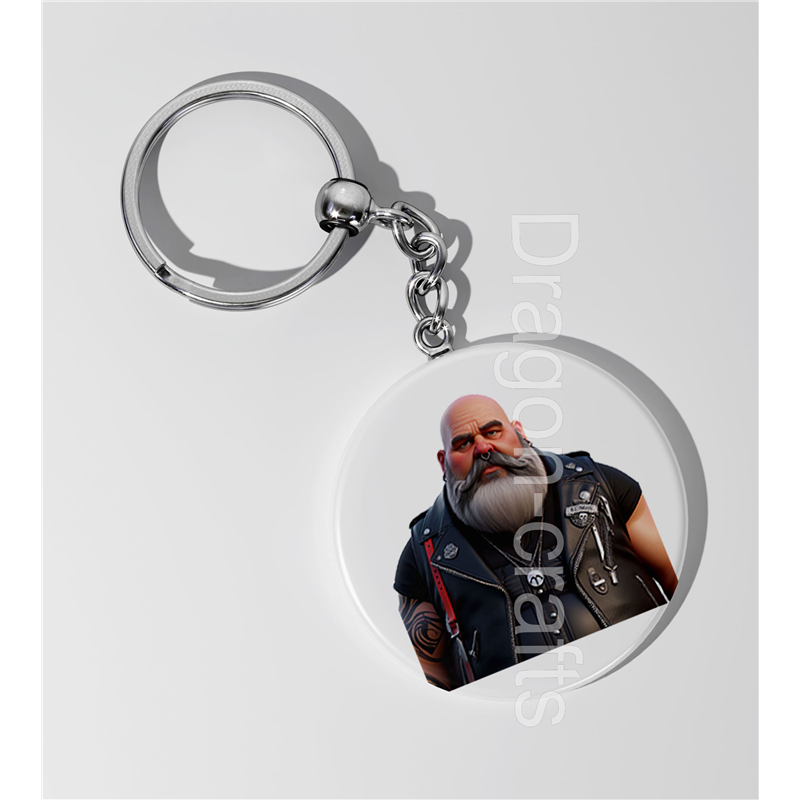 35mm Round Keyring - Leather Guy - 25 35mm Round Keyring - Leather Guy - 25