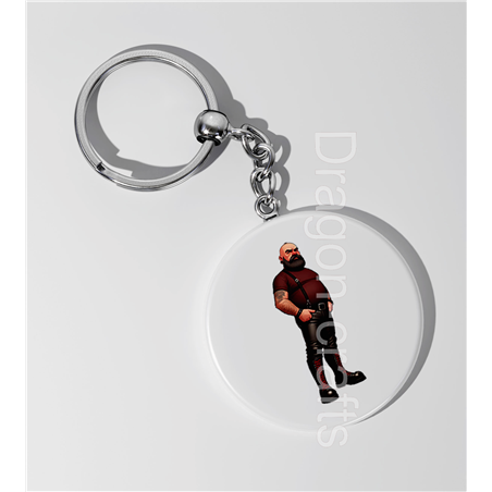 35mm Round Keyring - Leather Guy - 33