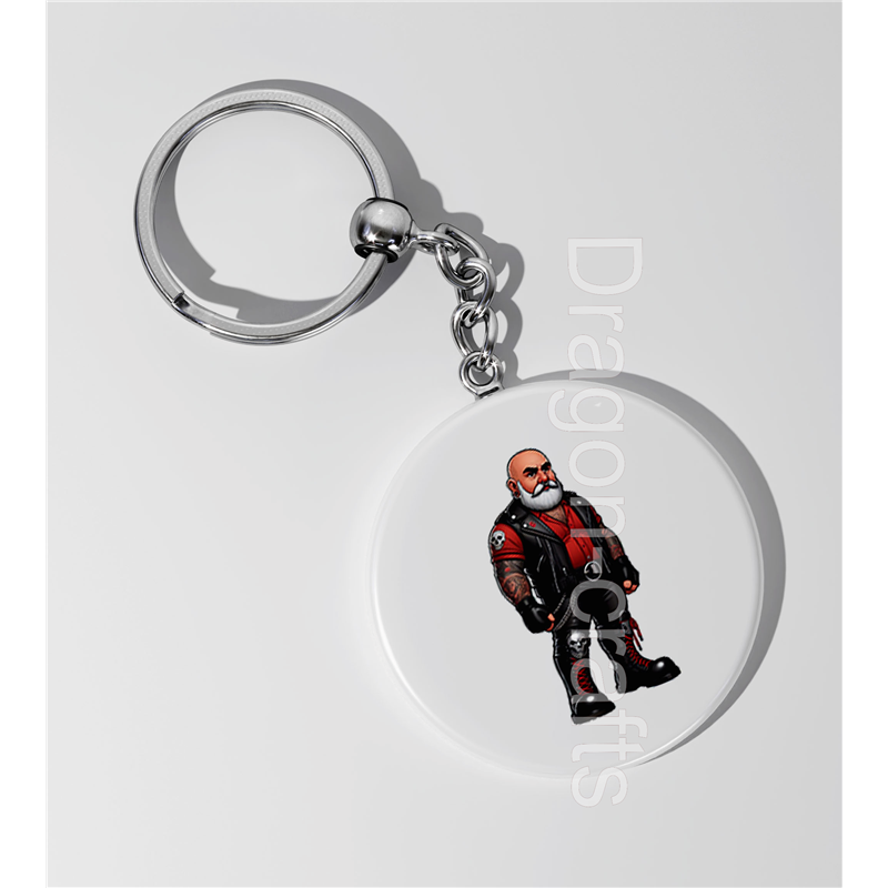 35mm Round Keyring - Leather Guy - 40