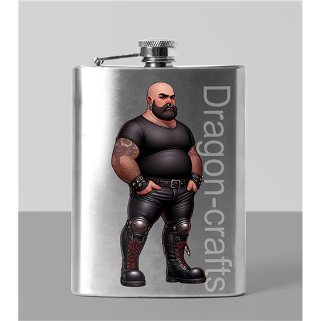 8oz Hip Flask - Leather Guy - 11