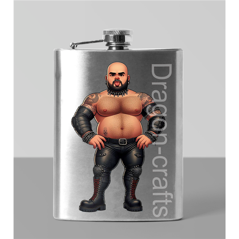 8oz Hip Flask - Leather Guy - 15 8oz Hip Flask - Leather Guy - 15