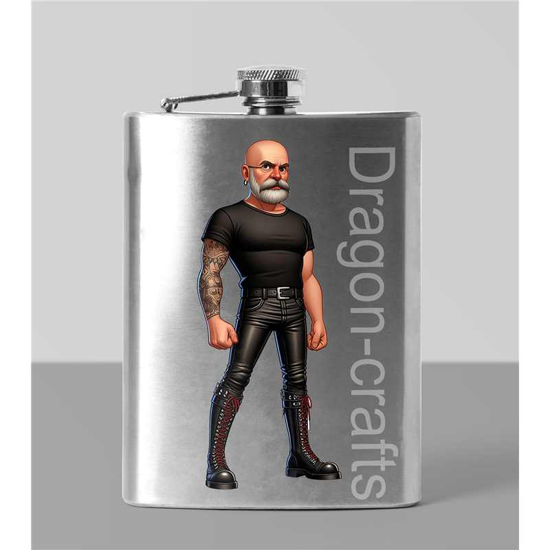 8oz Hip Flask - Leather Guy - 24