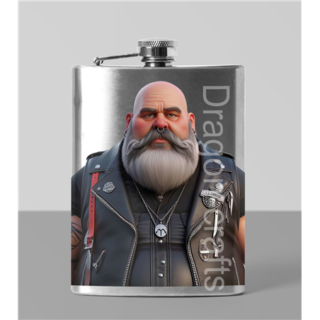 8oz Hip Flask - Leather Guy - 25