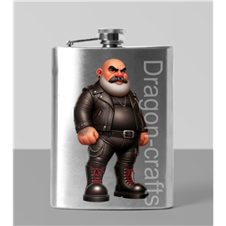 8oz Hip Flask - Leather Guy - 3