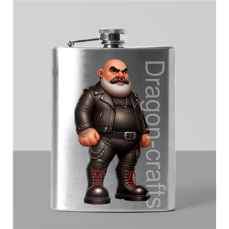 8oz Hip Flask - Leather Guy - 3