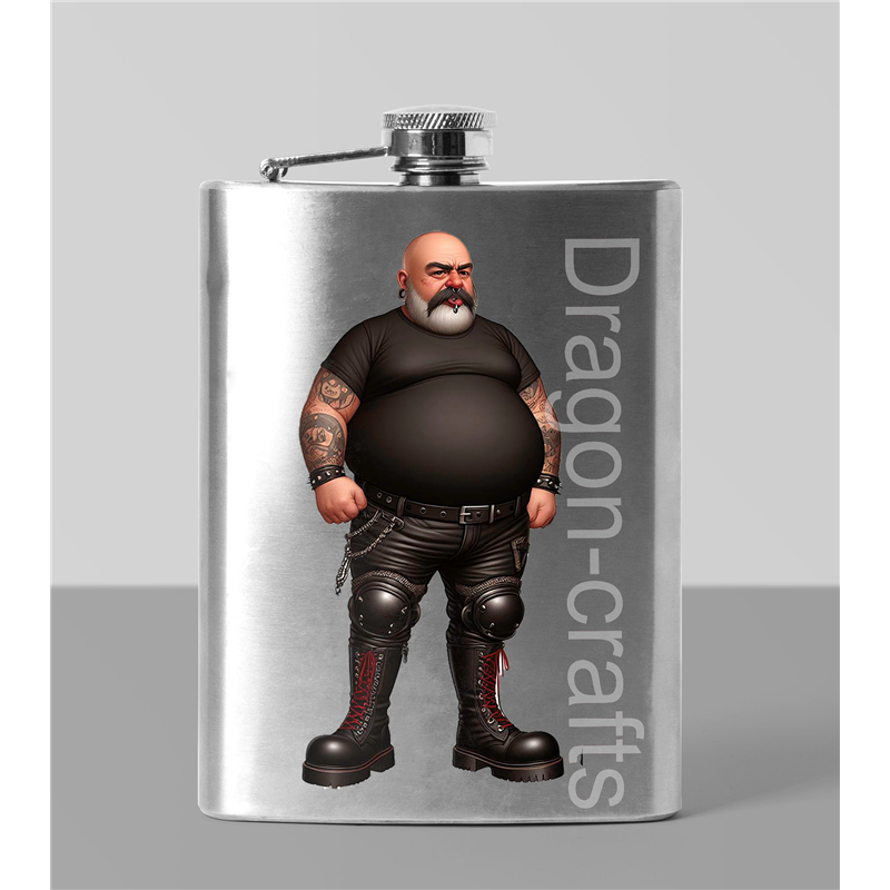 8oz Hip Flask - Leather Guy - 30 8oz Hip Flask - Leather Guy - 30