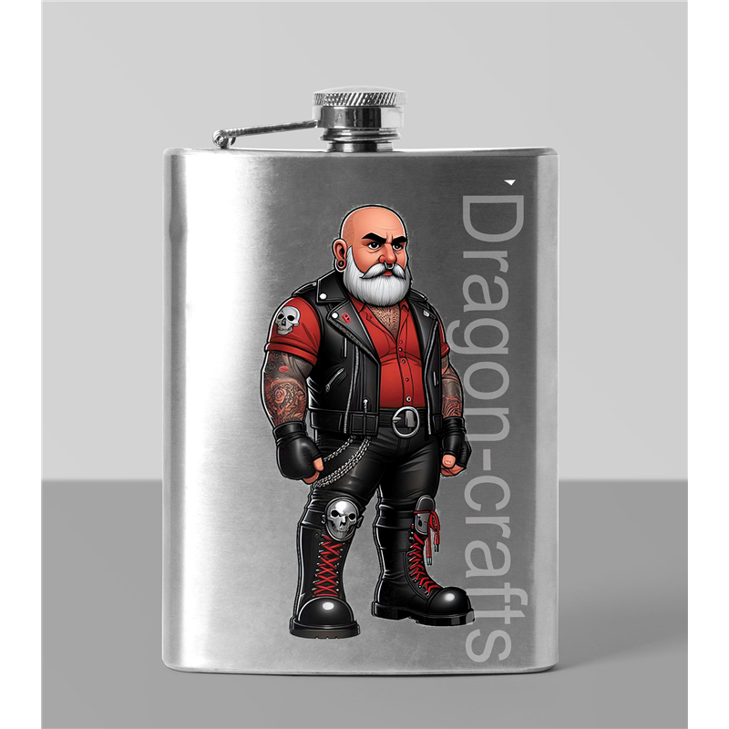 8oz Hip Flask - Leather Guy - 40