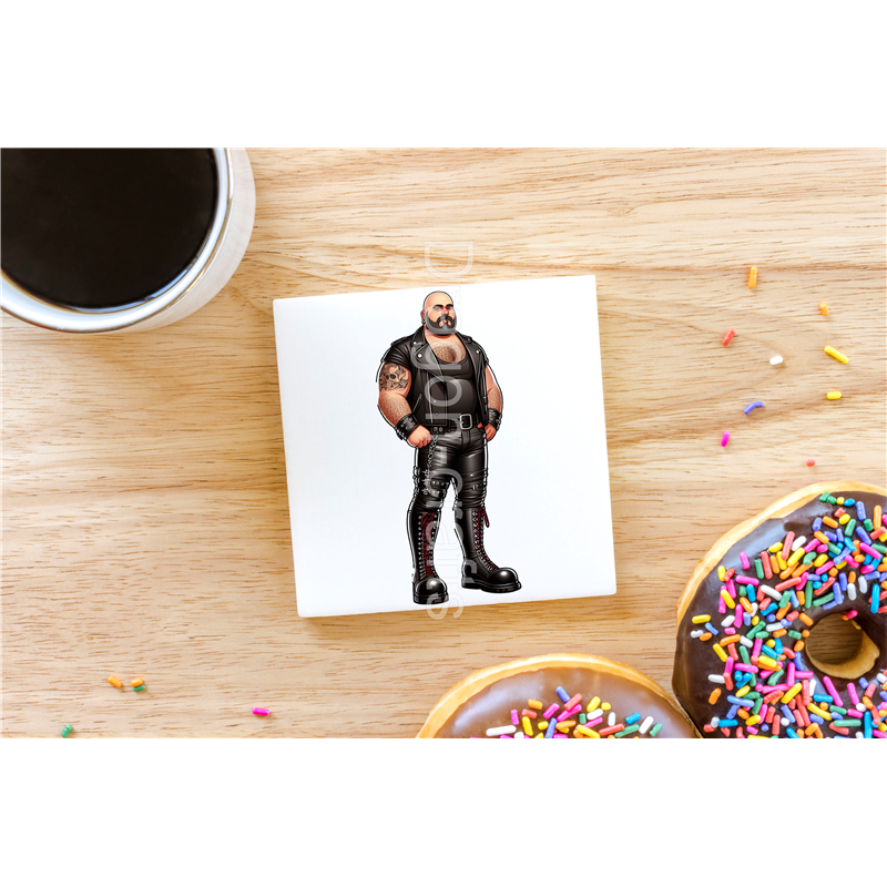 CERAMIC TILE COASTER/ TRIVET - Leather Guy - 19 CERAMIC TILE COASTER/ TRIVET - Leather Guy - 19