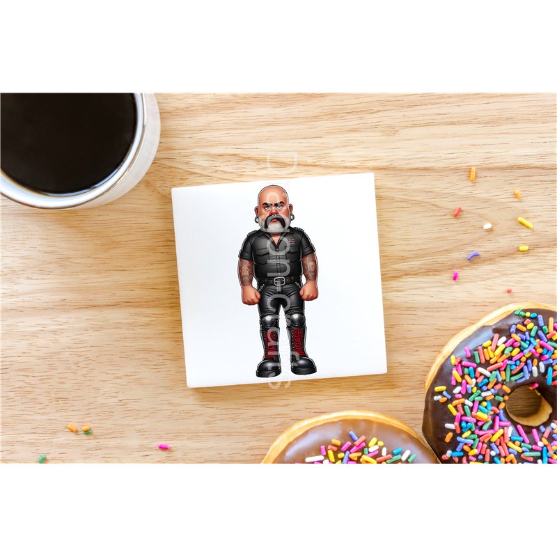 CERAMIC TILE COASTER/ TRIVET - Leather Guy - 36