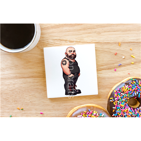 CERAMIC TILE COASTER/ TRIVET - Leather Guy - 7