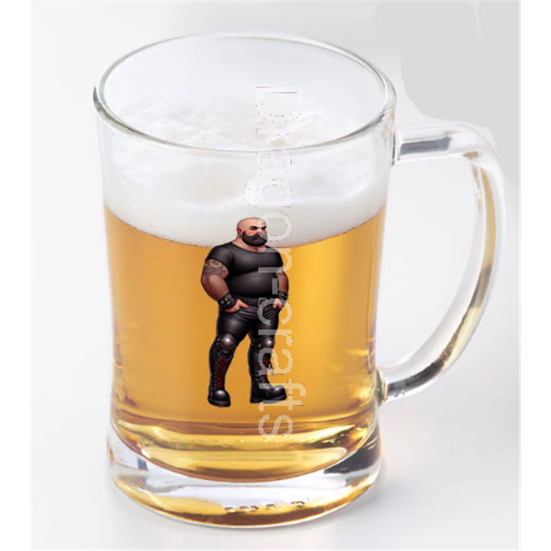 Glass Tankard - Leather Guy - 11