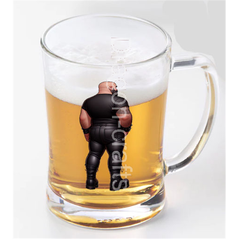 Glass Tankard - Leather Guy - 12