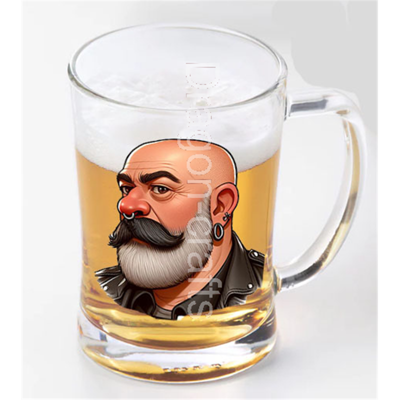 Glass Tankard - Leather Guy - 13