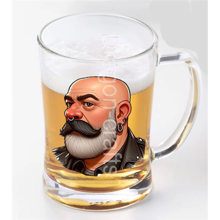 Glass Tankard - Leather Guy - 13