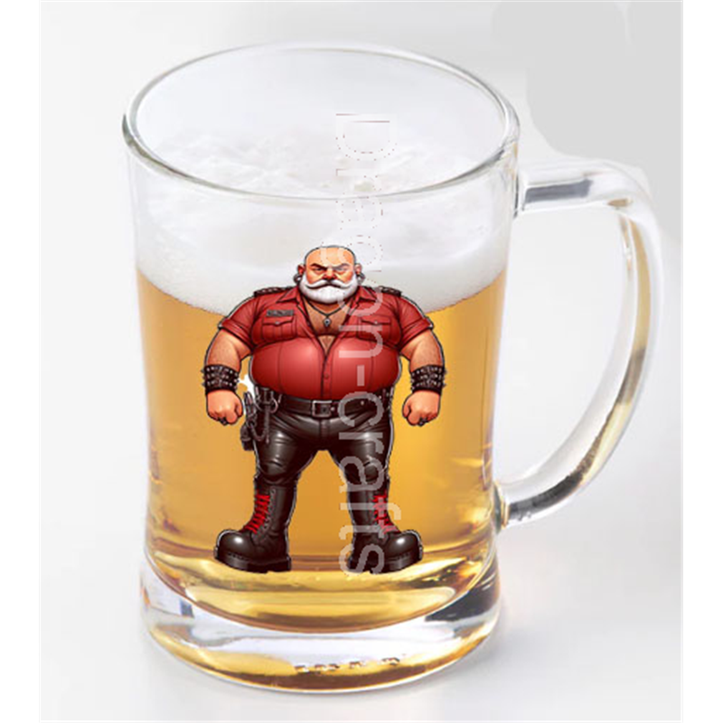 Glass Tankard - Leather Guy - 14