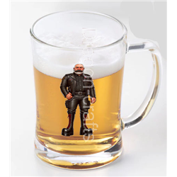 Glass Tankard - Leather Guy - 2