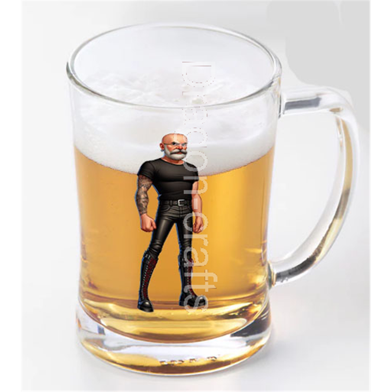 Glass Tankard - Leather Guy - 24