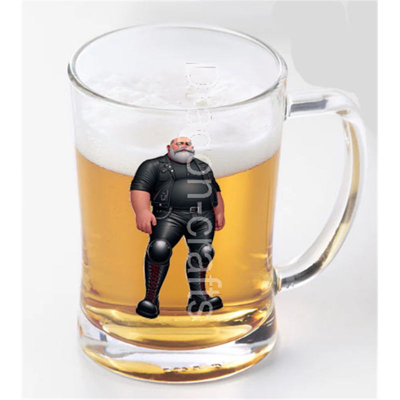 Glass Tankard - Leather Guy - 28