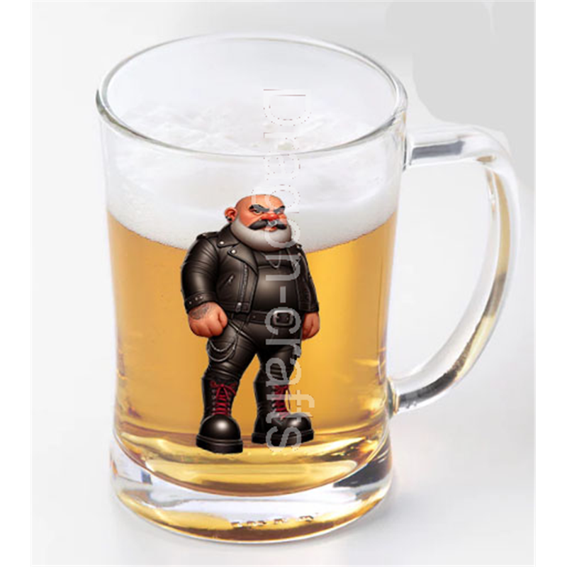 Glass Tankard - Leather Guy - 3