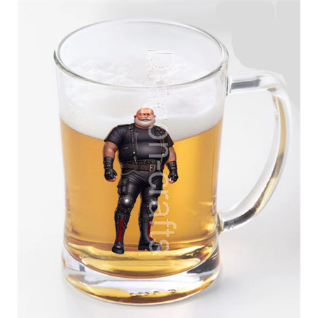 Glass Tankard - Leather Guy - 35